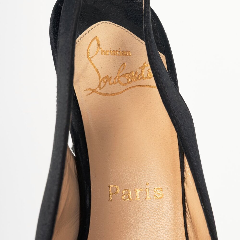 Christian Louboutin Francaise Sling Black Satin Knotted Heels - Picture 9 of 9